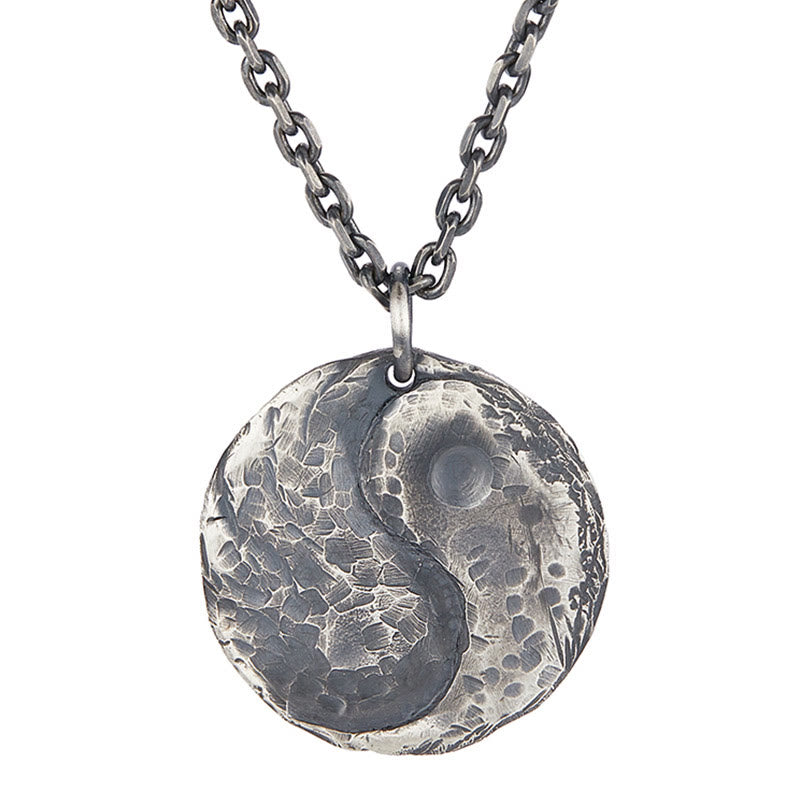 KarmaRipple's 990 Sterling Silver Yin Yang Hammer Texture Balance Pendant Necklace p3
