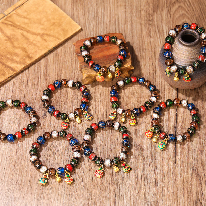 KarmaRipple's Five Elements Gold Swallowing Beast Family Talisman Liuli Glass Bead Fortune Bracelet p11