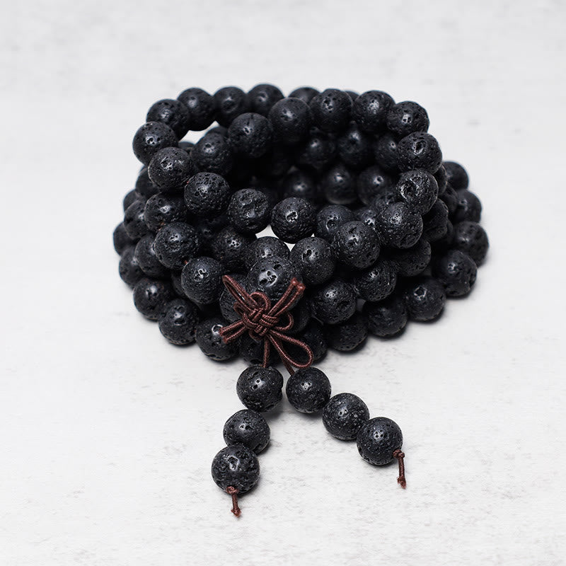 KarmaRipple's 108 Authentic Lava Rock Beadwork Prayer Mala Bracelet Pendant p3