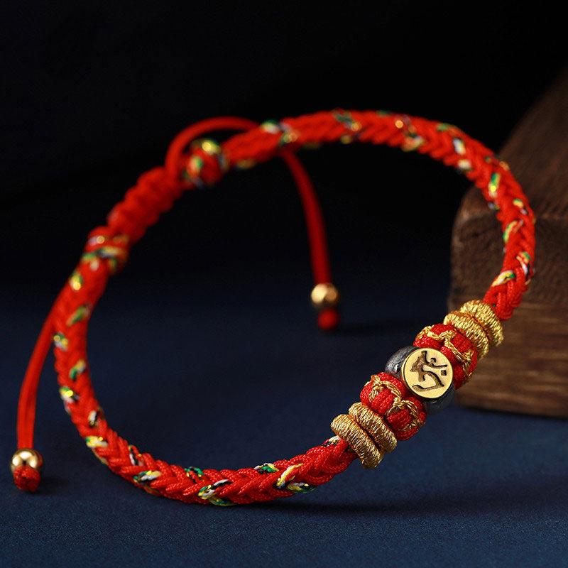KarmaRipple's Chinese Zodiac Natal Buddha Silver Fortune Woven String Bracelet p6