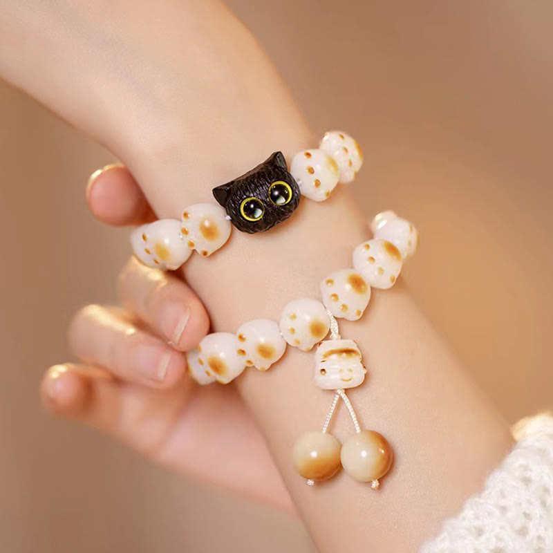 KarmaRipple's Authentic Bodhi Seed Red Sandalwood Lovely Paw Fortunate Cat Peace Bracelet p5