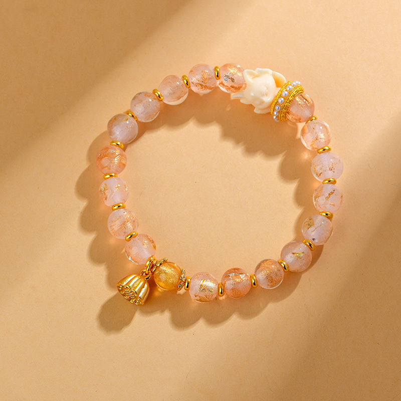 KarmaRipple's Tibetan Incense Ash Liuli Glass Bead Fortunate Nine Tailed Fox Lotus Talisman Bracelet p3