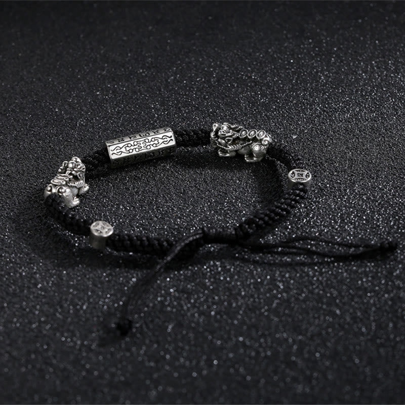 KarmaRipple's Double PiXiu Feng Shui Bronze Coin Om Mani Padme Hum String Bracelet p7