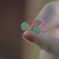 KarmaRipple's Round Jade Beaded Fortune Stud Earrings