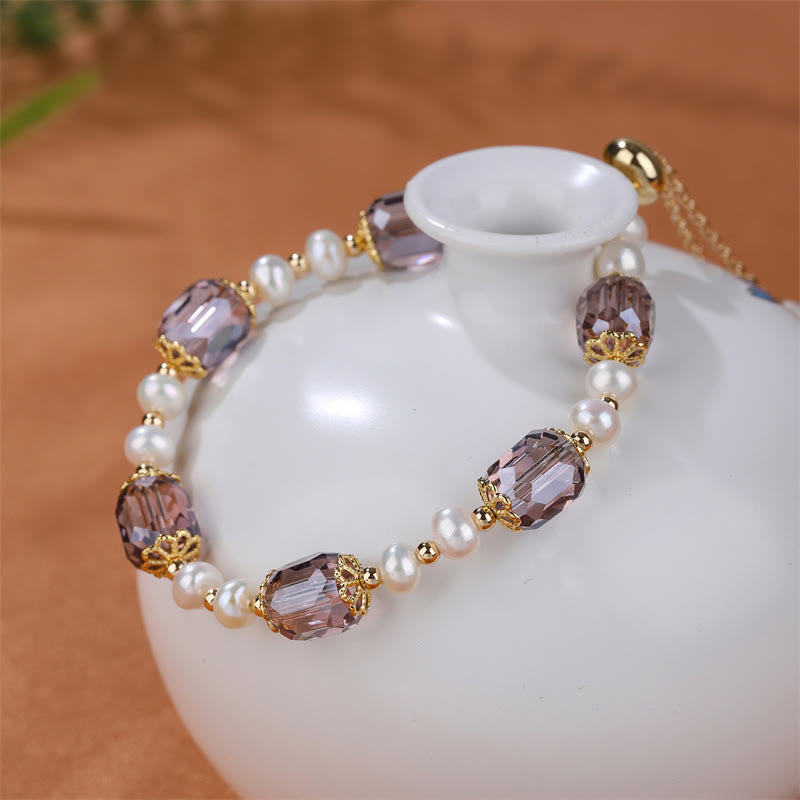 KarmaRipple's Authentic Amethyst Pearl Peace Balancing Chain Bracelet p4