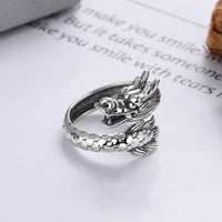 KarmaRipple's 925 Sterling Silver Year Of The Dragon Fortune Strength Adjustable Metal Ring