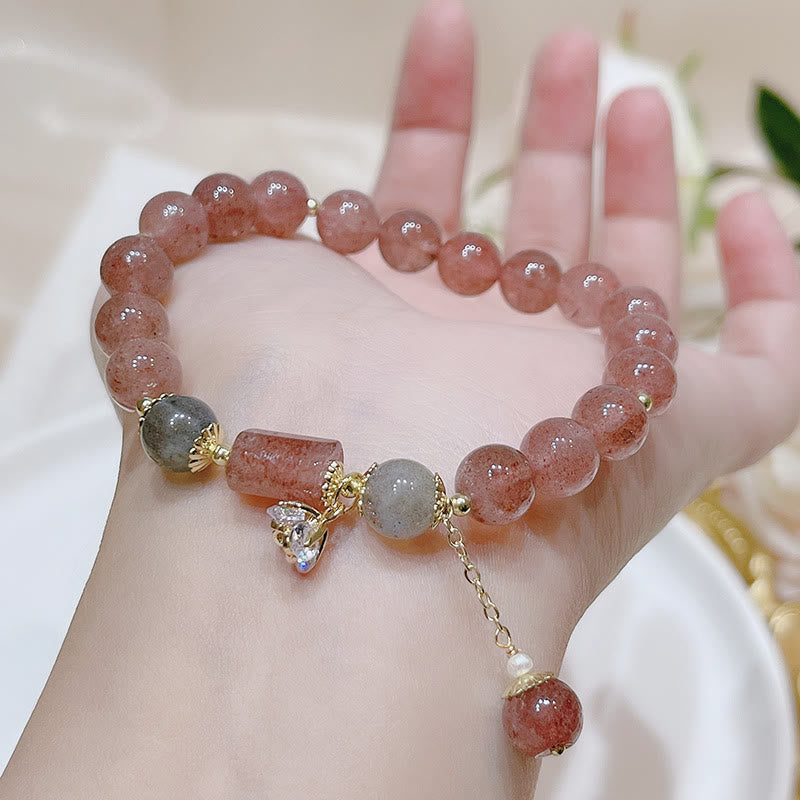 KarmaRipple's Authentic Strawberry Quartz Moonstone Love Bracelet p4