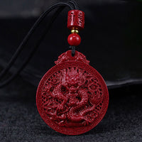 KarmaRipple's Year of the Dragon Authentic Cinnabar Dragon Protection Pendant Necklace
