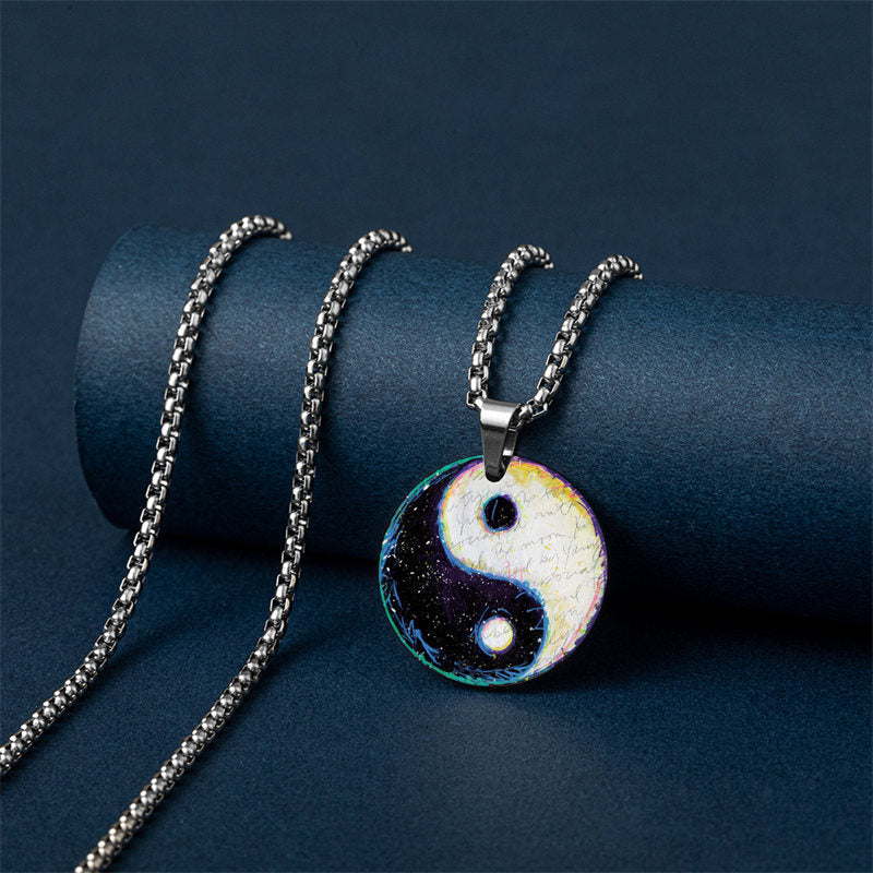 KarmaRipple's Yin Yang Koi Fish Dragon Titanium Steel Balance Pendant Necklace ( p13