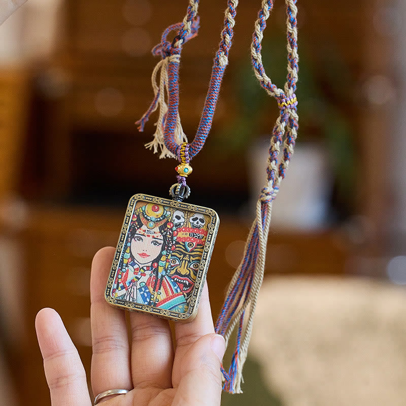 KarmaRipple's Tibetan Zakiram Goddess of Wealth Past And Present Ghau Prayer Box Pendant Necklace p7