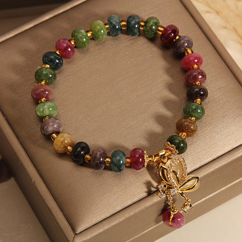 KarmaRipple's Colorful Tourmaline Butterfly Talisman Wisdom Bracelet p2