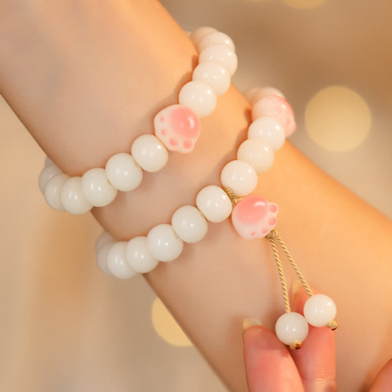 KarmaRipple's Authentic Bodhi Seed Lovely Paw Fortunate Cat Paw Peace Bracelet p9