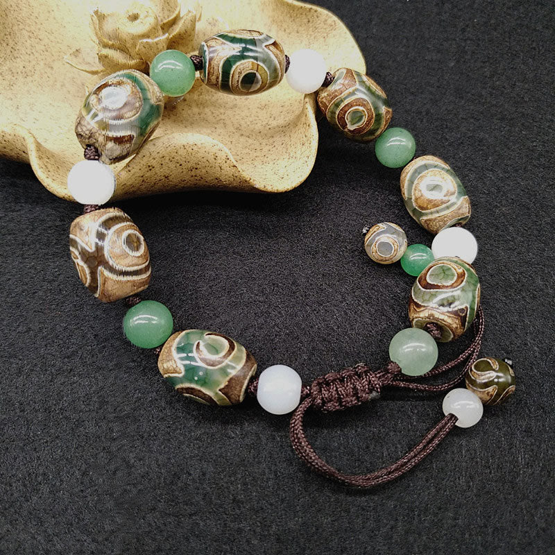 KarmaRipple's Tibetan Three-eyed Dzi Bead Fortune Protection Woven Bracelet p5