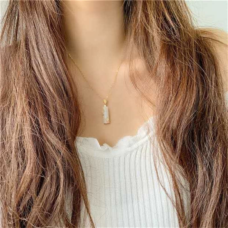 KarmaRipple's Ivory Jade Cyan Jade Bamboo Fortune Protection Pendant Necklace p11