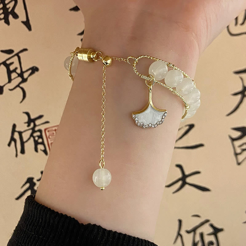 KarmaRipple's Ginkgo Leaf Jade Bead Fortune Bracelet p5