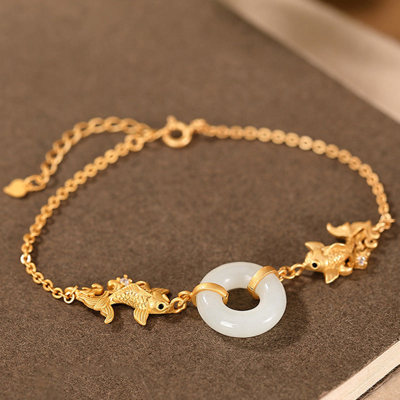 KarmaRipple's Ivory Jade Koi Fish Prosperity Bracelet p8