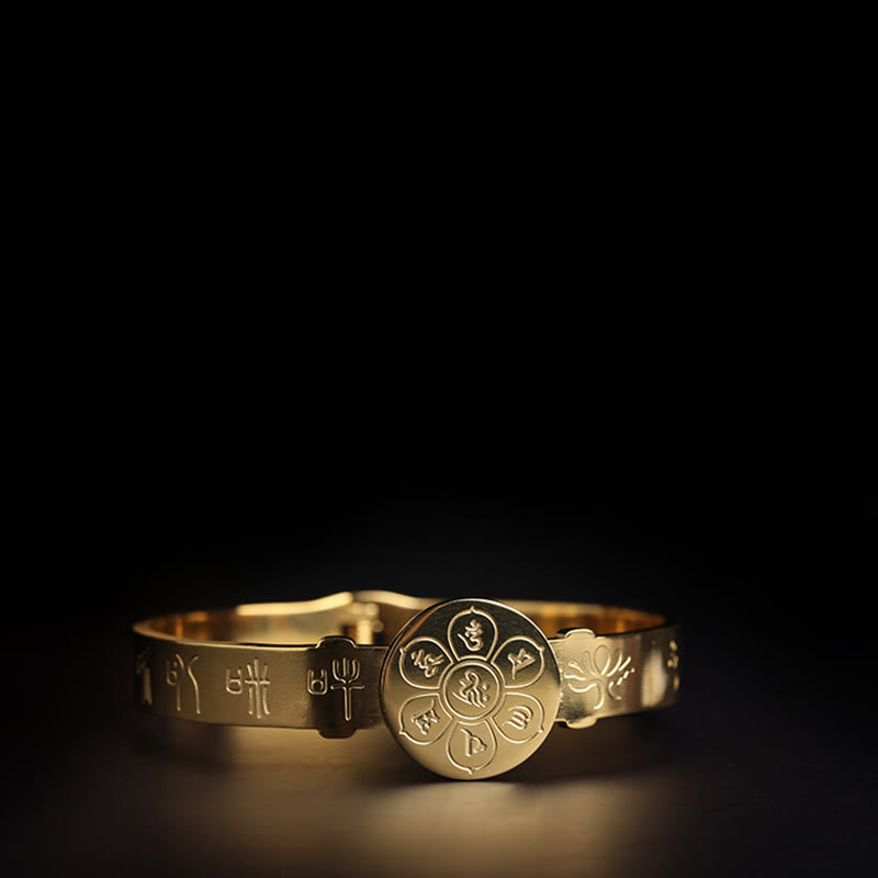 KarmaRipple's Yin Yang Lotus Om Mani Padme Hum Mantra Titanium Steel Balance Bracelet Bangle p18