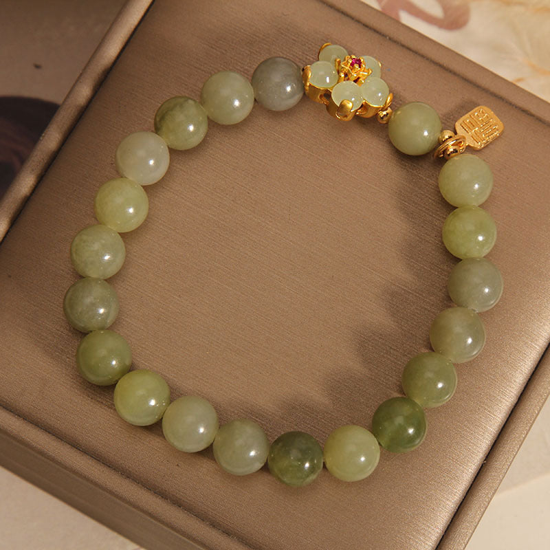 KarmaRipple's Green Jade Flower Fu Character Talisman Fortune Bracelet p6