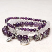KarmaRipple's 3PCS Authentic Quartz Gemstone Beaded Balancing Energy Lotus Bracelet