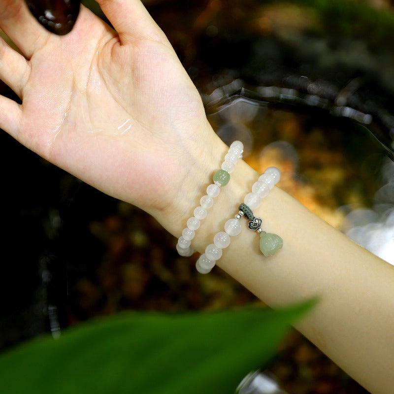 KarmaRipple's Ivory Agate Jade Lotus Protection Bracelet p6