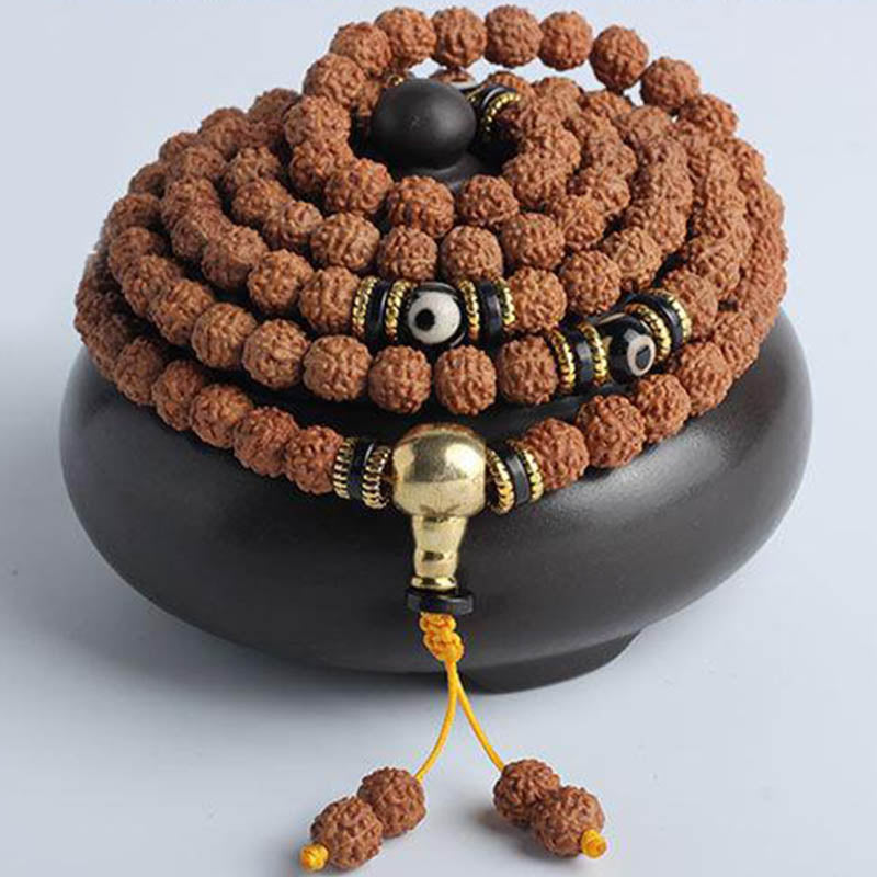 KarmaRipple's 108 Mala Beadwork Rudraksha Bodhi Seed Dzi Bead Fortune Wealth Bracelet p8