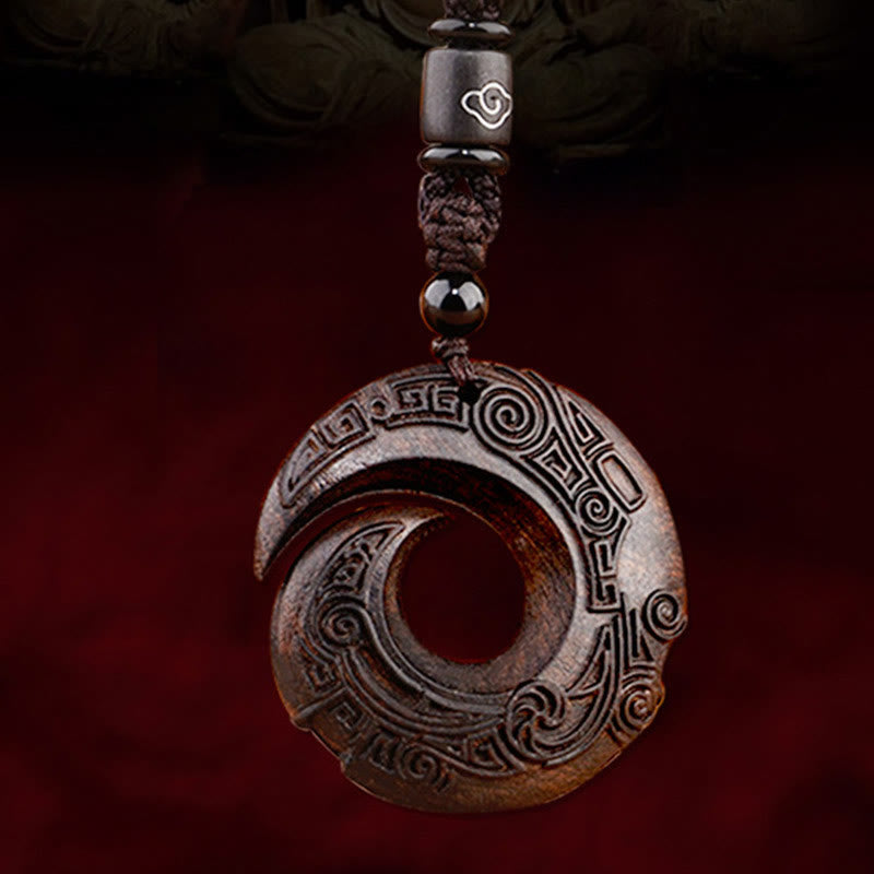KarmaRipple's Small Leaf Red Sandalwood Ebony Wood One's Fortune Improves Design Patern Protection Pendant Necklace p6
