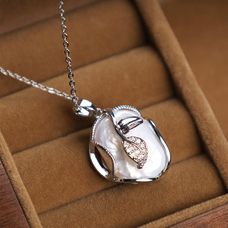 KarmaRipple's 18K Gold Plated Bronze Authentic Baroque Pearl Flower Sincerity Pendant Necklace p10