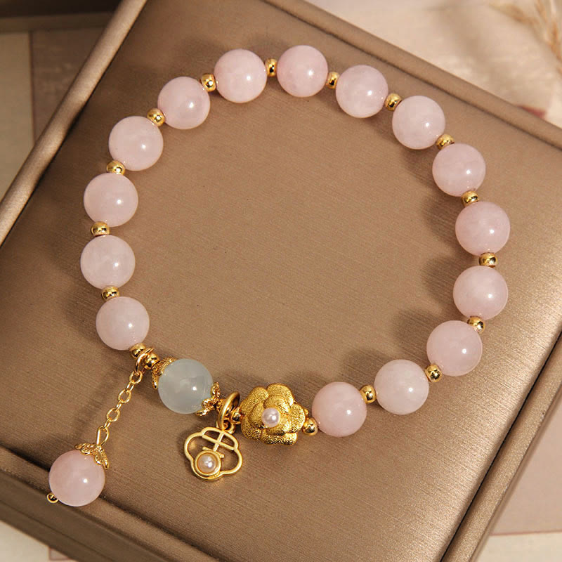 KarmaRipple's Authentic Pink Gemstone Fortunate Flower Warmth Bracelet p5
