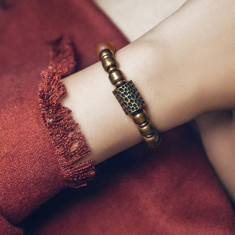 KarmaRipple's Tibetan Red Agate Green Agate Bronze Confidence Fortune Bracelet p6