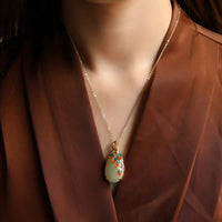 KarmaRipple's Ivory Jade Peacock Protection Pendant Chain Necklace
