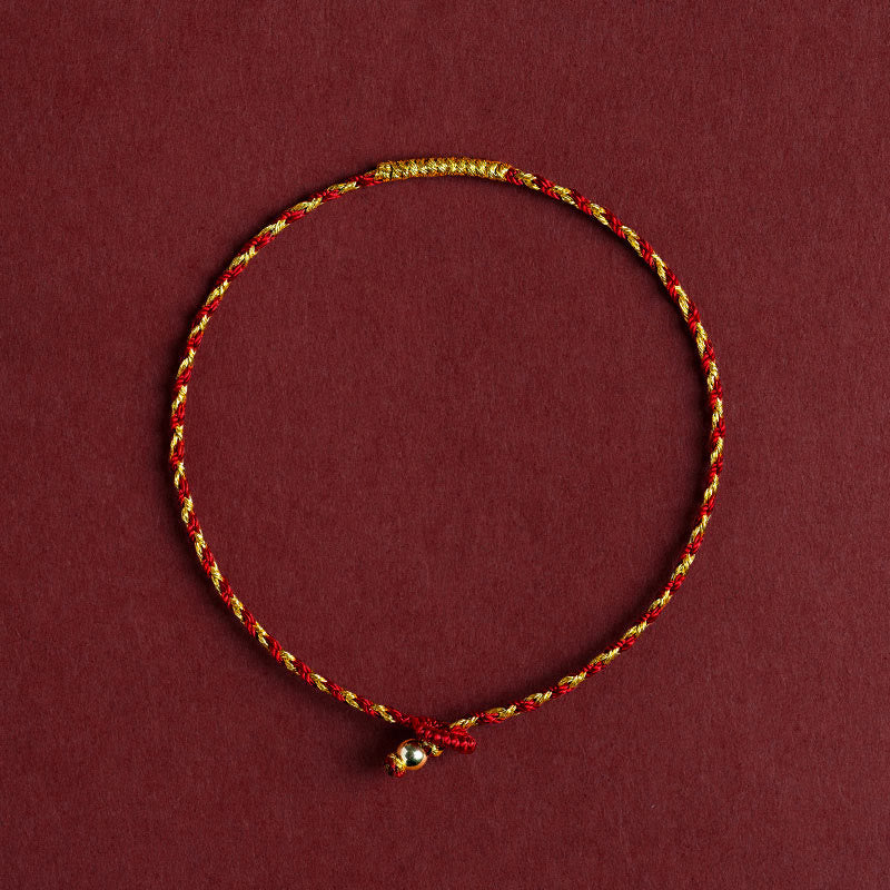 KarmaRipple's 14K Gold Plated Handmade Red Gold Rope King Kong Weave Woven Fortune Bracelet p14