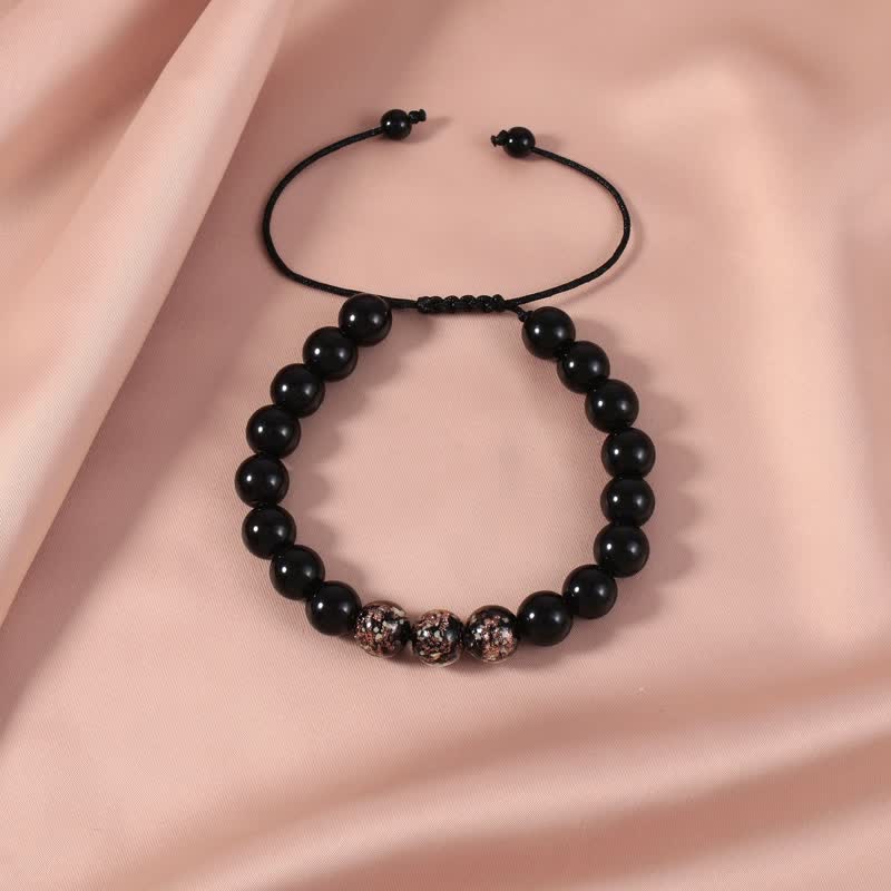 KarmaRipple's Black Obsidian Luminous Glowstone Strength Bracelet p21