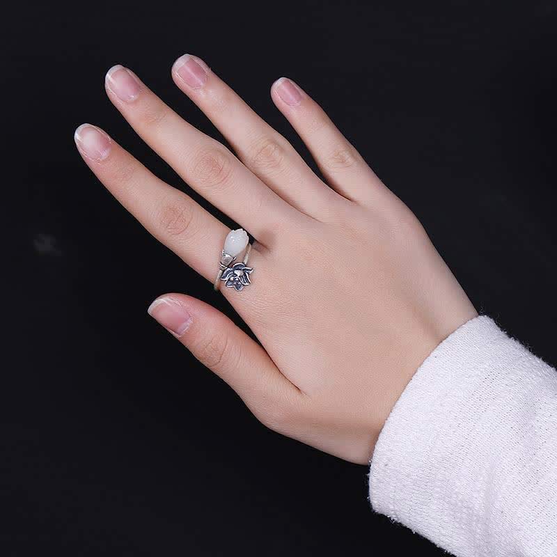 KarmaRipple's Jade Lotus Bronze Balance Balancing Adjustable Ring p3