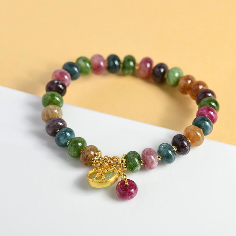KarmaRipple's Colorful Tourmaline Cute Flower Rabbit Talisman Love Bracelet p4