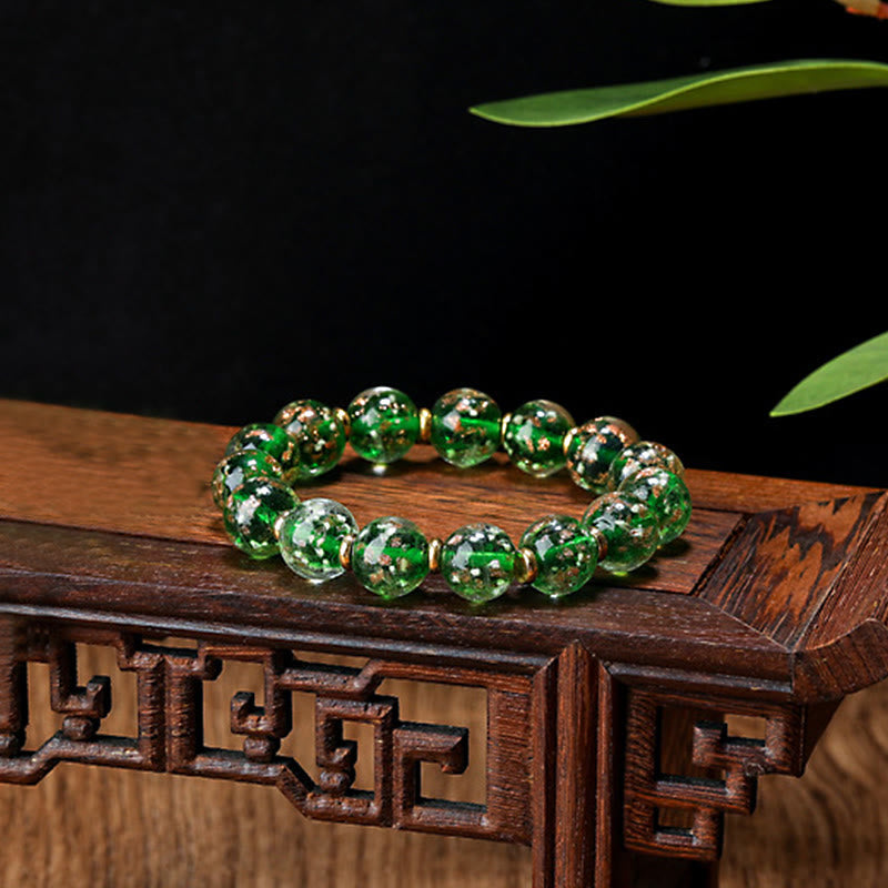 KarmaRipple's Gold Swallowing Beast Family Talisman Luminous Fluorescent Liuli Glass Bead Success Bracelet p50