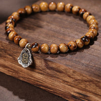 KarmaRipple's 925 Sterling Silver Authentic Golden Sea Willow Zakiram Goddess of Wealth Fortunate fortune Fu Character Success Bracelet