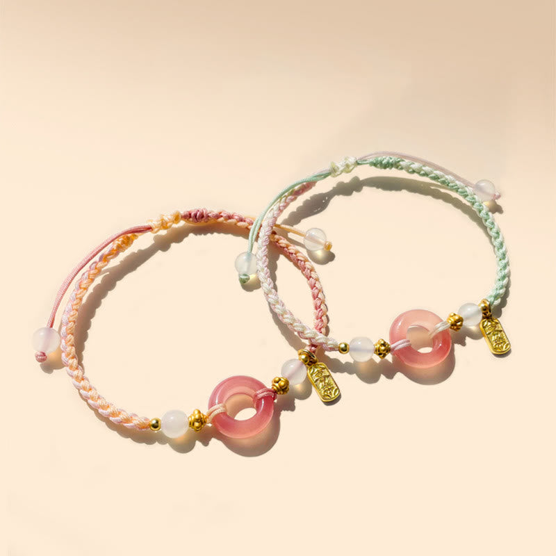 KarmaRipple's Peace And Joy Agate Peace Buckle Auspicious Handmade Woven Bracelet p3