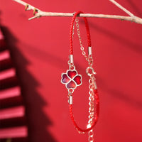 KarmaRipple's 925 Sterling Silver Color-changing Four Leaf Clover Fortune Protection Red String Bracelet