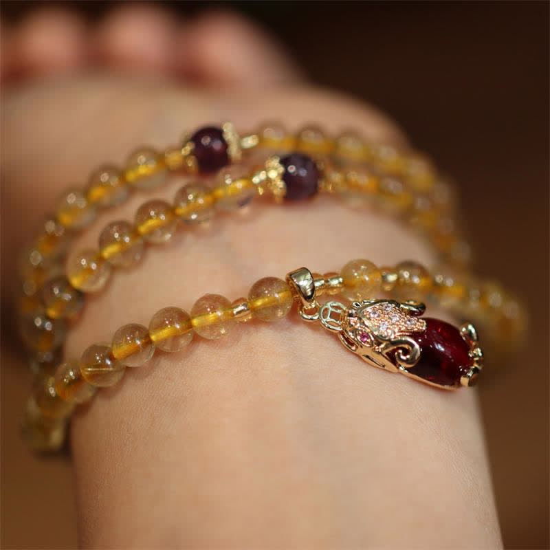 KarmaRipple's Citrine Amethyst PiXiu Prosperity Happiness Protection Bracelet p4