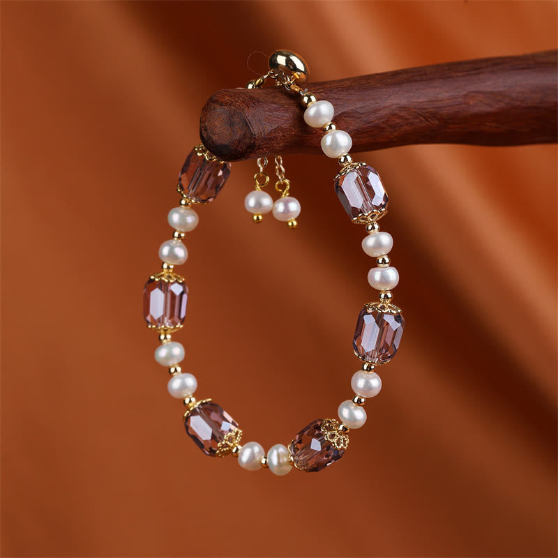 KarmaRipple's Authentic Amethyst Pearl Peace Balancing Chain Bracelet p3