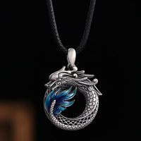 KarmaRipple's 999 Sterling Silver Year Of The Dragon Auspicious Peace Buckle Carved Success Pendant Necklace