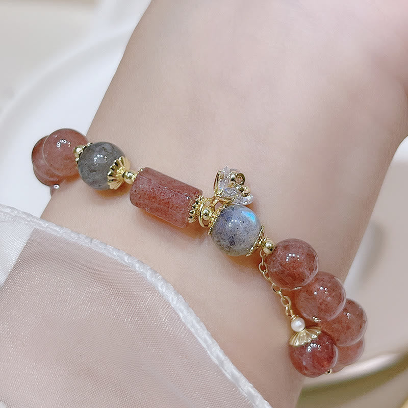 KarmaRipple's Authentic Strawberry Quartz Moonstone Love Bracelet p5