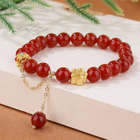 KarmaRipple's Authentic Red Agate Ivory Agate Peach Blossom Self-acceptance Bracelet