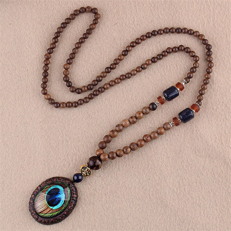 KarmaRipple's Tibetan Wenge Wood Bodhi Seed Agate Elephant Protection Pendant Necklace p3