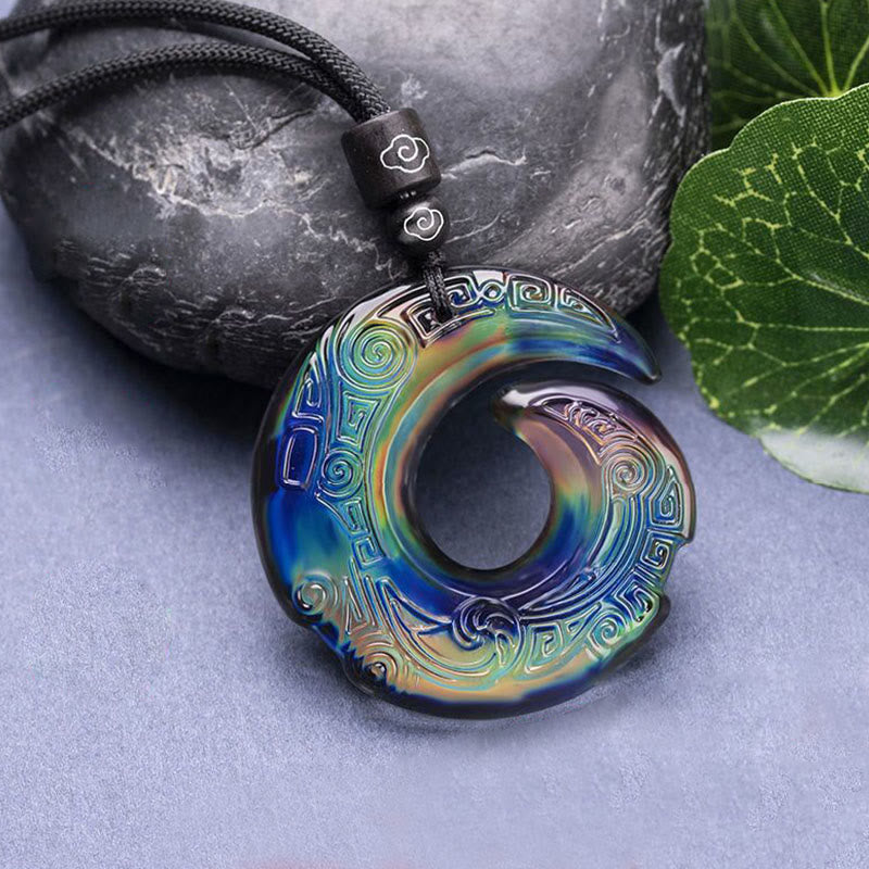 KarmaRipple's Color-Changing One's Fortune Improves Design Pattern Liuli Gemstone Pendant Necklace p6