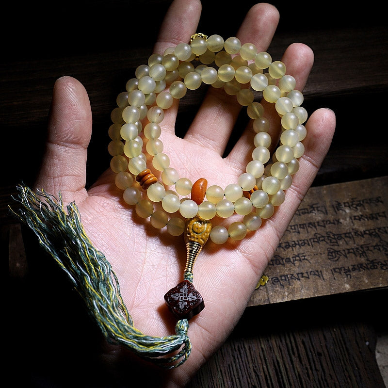 KarmaRipple's 108 Mala Beadwork Tibet Sheep Horn Amber Fortune Bracelet p6