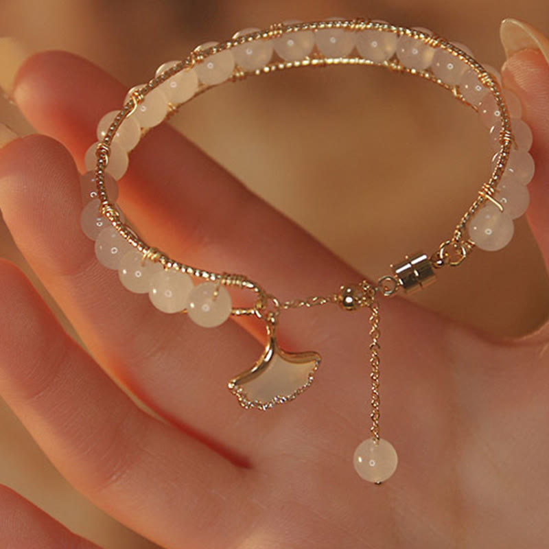 KarmaRipple's Ginkgo Leaf Jade Bead Fortune Bracelet p8