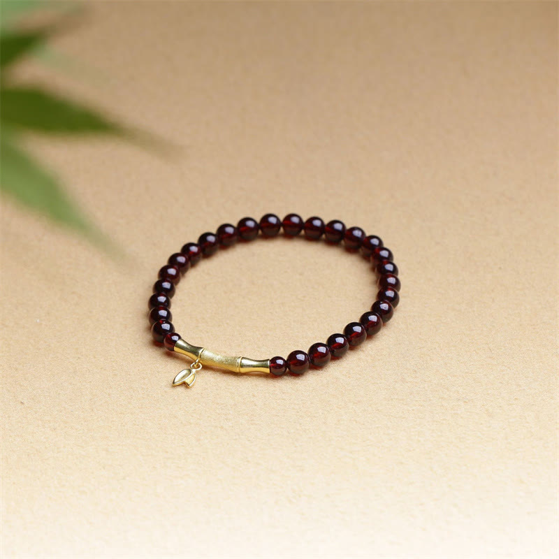 KarmaRipple's 14K Bronze Plated Gold 925 Sterling Silver Plated Gold Authentic Garnet Bamboo Protection Bracelet p4