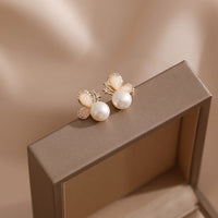 KarmaRipple's 18K Gold Pearl Butterfly Love Freedom Stud Earrings