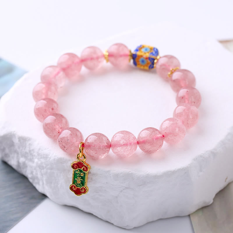 KarmaRipple's Strawberry Quartz Positive Ruyi Talisman Bracelet p1